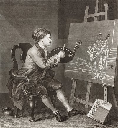 Hogarth Painting the Comic Muse / Hogarth malt die komische Muse. 1764 autorstwa William Hogarth