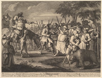 Hudibras Pierwsza przygoda Dwanaście dużych ilustracji dla Samuela Butlersa Hudi..., luty 1725-26. autorstwa William Hogarth