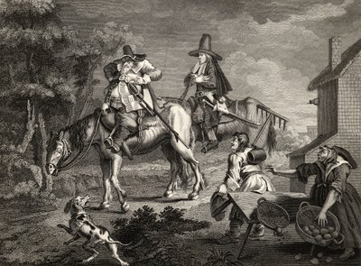 Hudibras Sallies Forth, z „Hudibras” Samuela Butlera (1612-80) rytego przez C. Armstronga, z „Prac Williama Hogartha”, wydana w 1833 r. autorstwa William Hogarth