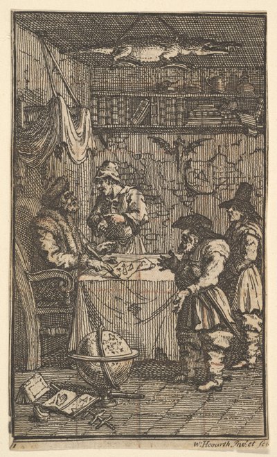 Hudibras z wizytą w Sidrophel Siedemnaście małych ilustracji dla Samuela Butlersa Hudibras..., 1721-26. autorstwa William Hogarth