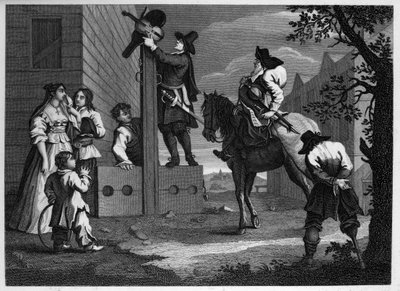 Hudibras i Ralpho prowadzą do dyby swego więźnia Crowdero autorstwa William Hogarth