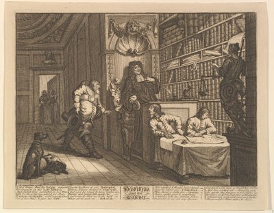 Hudibras i prawnik Dwanaście dużych ilustracji dla Samuela Butlers Hudibras, Plate..., 1725-68. autorstwa William Hogarth