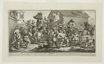 Hudibras i Skimmington, płyta siódma z Hudibras autorstwa William Hogarth