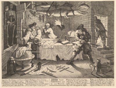 Hudibras pokonuje Sidrophela i jego człowieka Whacuma Dwanaście dużych ilustracji dla Sa..., luty 1725-26. autorstwa William Hogarth