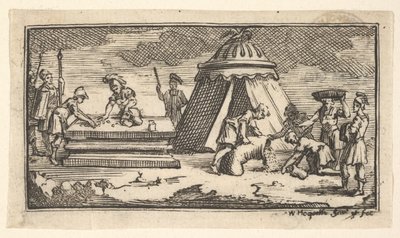 Wydano jęczmień zamiast pszenicy [pierwsza wersja] John Beaver, Roman Military Punishme..., po 1725 r. autorstwa William Hogarth