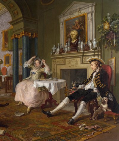 Małżeństwo a la Mode: II - Tete a Tete, ok. 1743 (szczegóły z 4395) autorstwa William Hogarth