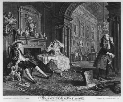 Małżeństwo a la Mode, płyta II, The Tete a Tete, 1745 autorstwa William Hogarth