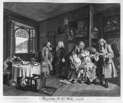 Małżeństwo a la Mode, plansza VI, Śmierć damy autorstwa William Hogarth