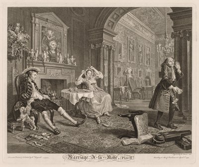 Modne Małżeństwo: Tablica II, 1745. autorstwa William Hogarth