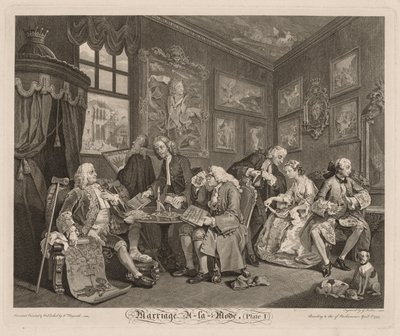 Małżeństwo à la Mode: Umowa, 1745. autorstwa William Hogarth