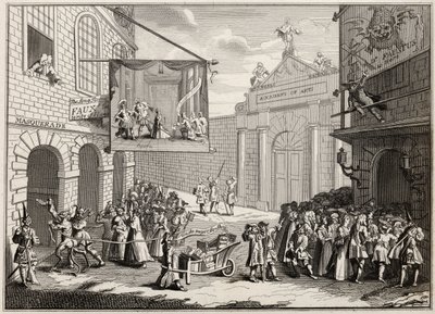 Maskarady i opery, Burlington Gate, z „Dzieła Hogartha”, wydane w 1833 r. autorstwa William Hogarth
