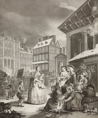 Poranek. Od: Cztery pory dnia / Cztery pory dnia. 1738 autorstwa William Hogarth