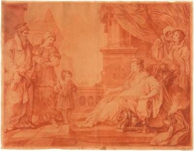 Mojżesz przyprowadzony do córki faraona autorstwa William Hogarth