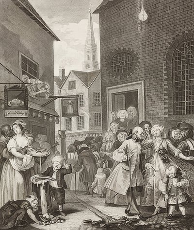 Południe/południe. Od: Cztery pory dnia / Cztery pory dnia. 1738 autorstwa William Hogarth