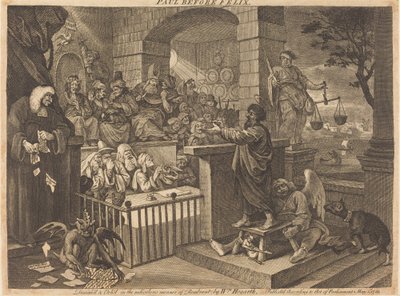 Paweł przed Feliksem Burlesqued autorstwa William Hogarth