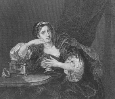 Sigismonda z sercem męża, grawerowane przez T.W. Shaw, z „Dzieła Hogartha”, opublikowane 1833 (lito) autorstwa William Hogarth