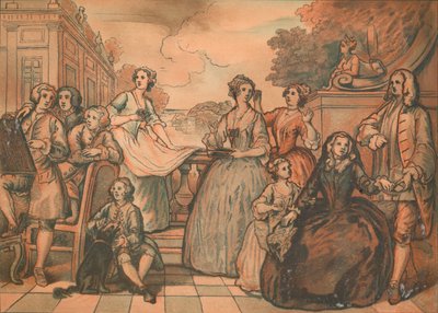 Szkic do konwersacji rodziny Jonesów, 1730 autorstwa William Hogarth
