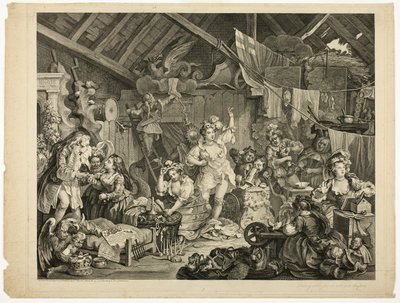 Spacerujące aktorki ubierają się w stodole autorstwa William Hogarth
