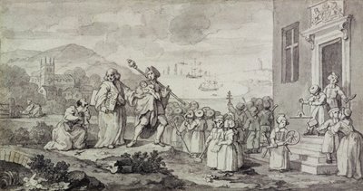 Study for the Foundlings (pióro, tusz i pranie na papierze) autorstwa William Hogarth