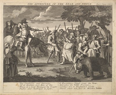 Przygoda niedźwiedzia i skrzypce Płyta 3: Ilustracje do Samuela Butlersa..., 1725-30 . autorstwa William Hogarth
