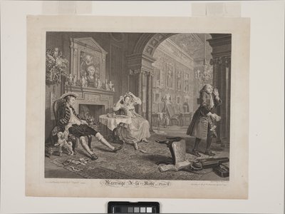 Scena śniadaniowa: tryb Małżeństwo À La, płyta 2 (ektynowanie i grawerowanie) autorstwa William Hogarth