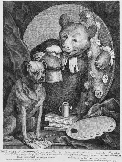 Bruiser Charles Churchill, niegdyś wielebny, w postaci rosyjskiego Herkulesa, 1763 autorstwa William Hogarth