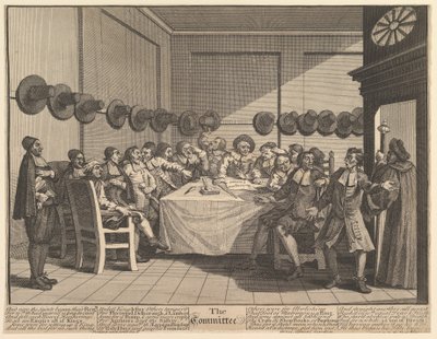 Komitet dwunastu dużych ilustracji dla Samuela Butlersa Hudibrasa, tabl. 10, 1725-68. autorstwa William Hogarth