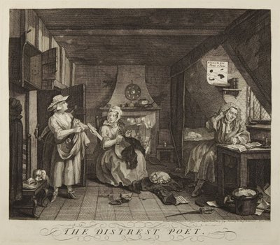 Udręczony poeta autorstwa William Hogarth