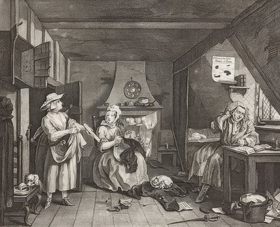 Znękany poeta / Der notleidende Dichter. 1736/40 autorstwa William Hogarth
