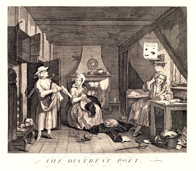 Niepokój poeta, 1741 autorstwa William Hogarth