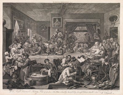 Wybory, tablica 1: „Uczta wyborcza” autorstwa William Hogarth