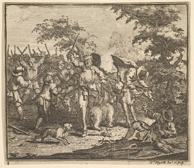 Spotkanie z Talgolem i Magnano Siedemnaście małych ilustracji dla Samuela Butlera..., 1721-26. autorstwa William Hogarth