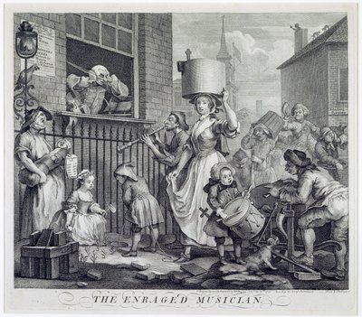Rozwścieczony muzyk, 1741 autorstwa William Hogarth