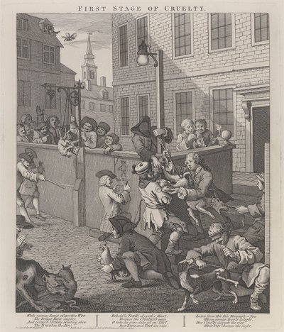 Pierwszy etap okrucieństwa: dzieci torturujące zwierzęta autorstwa William Hogarth