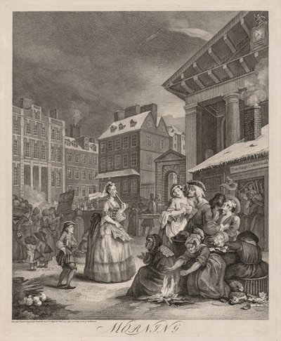 Cztery pory dnia, 1738. autorstwa William Hogarth