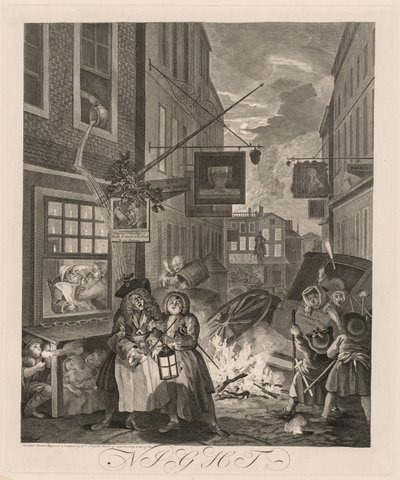 Cztery pory dnia: noc autorstwa William Hogarth