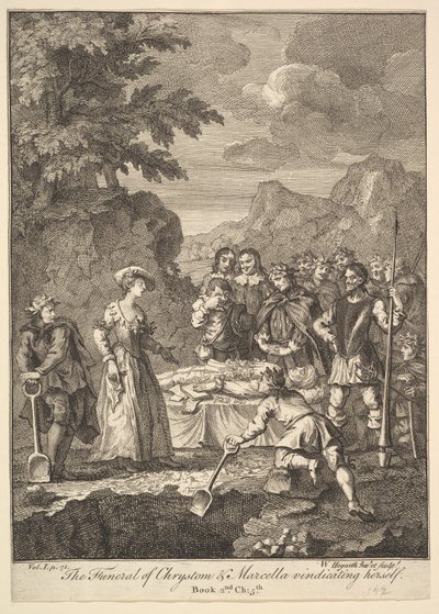 Pogrzeb Chrystoma i Marcelli w obronie siebie Sześć ilustracji dla Don..., 1756 lub później. autorstwa William Hogarth