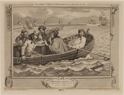 Bezczynny „Prentice odwrócił się i wysłany na morze” autorstwa William Hogarth