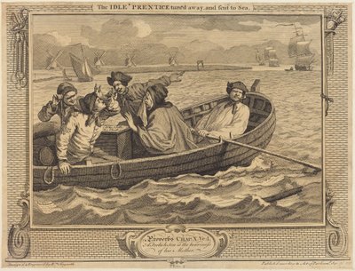 Leniwy uczeń zostaje odprawiony i wysłany na morze autorstwa William Hogarth