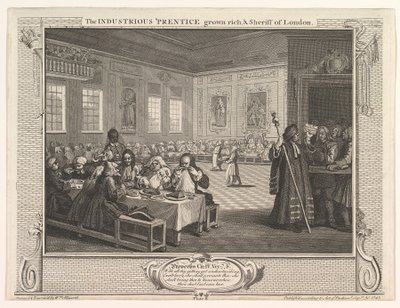 The Industrious Prentice Grown Rich and Sheriff of London Industry and Idl..., 30 września 1747. autorstwa William Hogarth