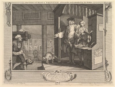 Pracowity czeladnik jest faworytem i powierzony przez swojego mistrza: przemysł ..., 30 września 1747. autorstwa William Hogarth