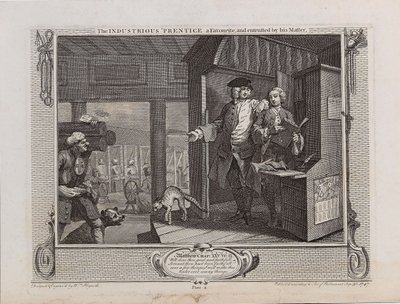 Pracowity „Prentice Faworytem” i powierzony przez swego Mistrza, 1747. autorstwa William Hogarth