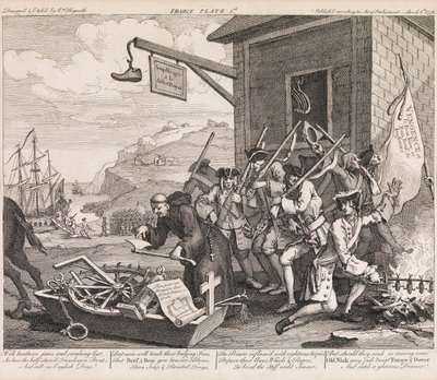 Inwazja, tablica 1: „Francja” autorstwa William Hogarth
