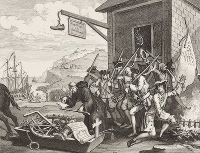 Inwazja, płyta 1: Francja / Die Invasion, Blatt 1: Francja. 1756 autorstwa William Hogarth