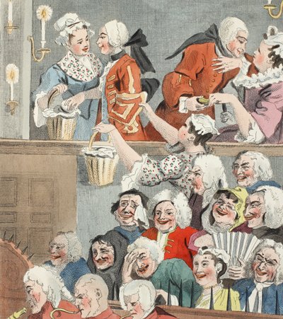 Laughing Audience, ilustracja z „Hogarth Restored: The Whole Works of the sławnego Williama Hogartha, ponownie grawerowane przez Thomasa Cooka”, wyd. 1812 (grawerowanie ręcznie kolorowane) autorstwa William Hogarth