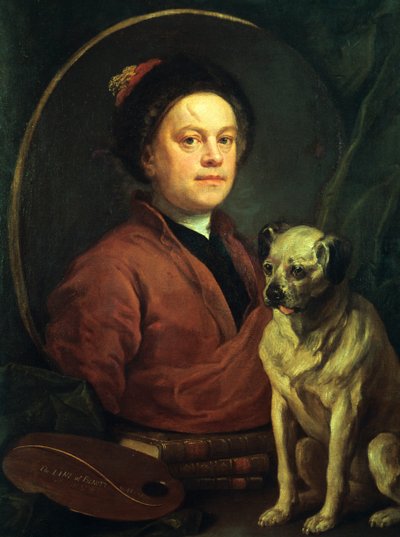 Malarz i jego mops, 1745 autorstwa William Hogarth