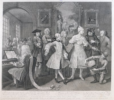 Wał Rakes, płyta II, z A Rakes Progress, 1735 autorstwa William Hogarth