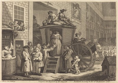 Dyliżans, czyli Country Inn Yard autorstwa William Hogarth