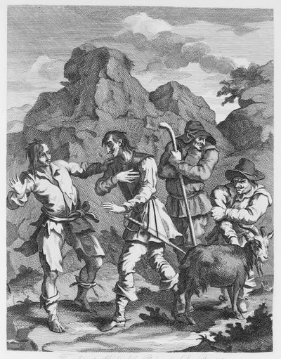 Niefortunny Rycerz skały spotyka Don Kichota autorstwa William Hogarth