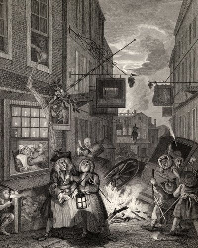 Pory dnia: noc, z „Dzieła Williama Hogartha”, opublikowane w 1833 r. autorstwa William Hogarth